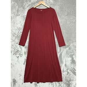 Eileen Fisher Stretch Jersey Maxi Dress Womens Size XS Red Lagenlook Minimalist